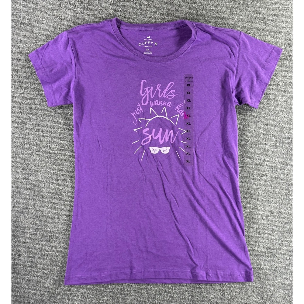 Cuffy's Cape Cod‎ Girls Just Wanna Have Sun Purple Graphic T-Shirt Womens XL NEW